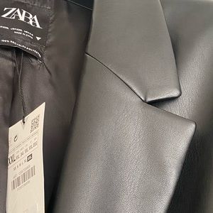 Woman's plus size xxl New Black faux leather blazer so soft NWT by Zara